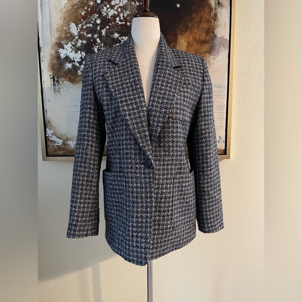 True Vintage Austin Reed London New York silk wool blazer jacket size 4 Petite ~ - Picture 11 of 12